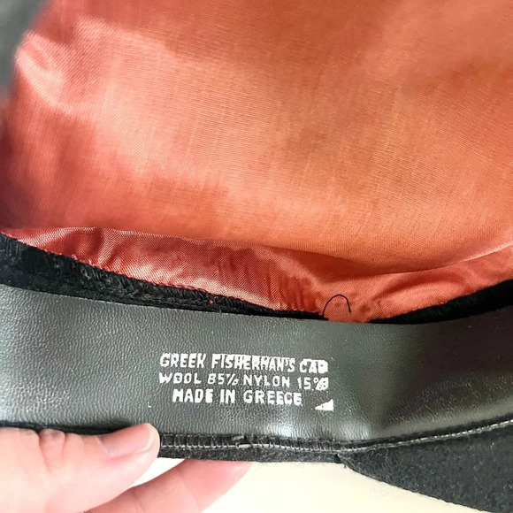 Greek Fisherman Cap Vintage Black Wool Blend Made in Greece Size 7 - Picture 10 of 11